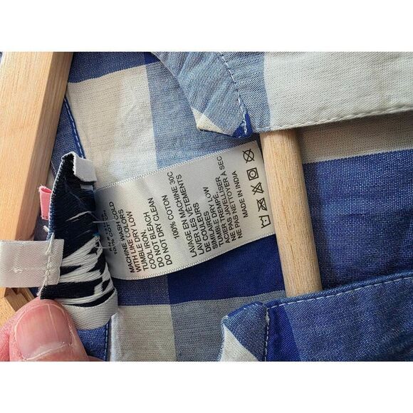 WHIT TWO $228 Anthropologie Gingham Tiered Midi Dress in Blue Motif, Size S - Picture 10 of 10